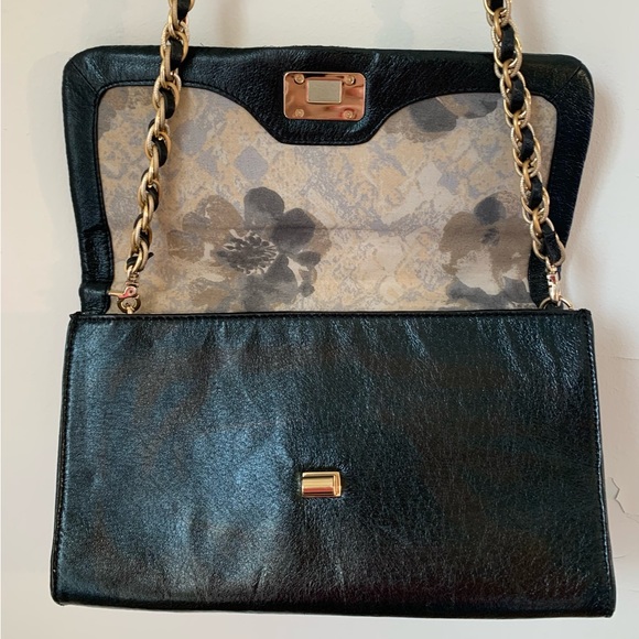 Elliott Lucca Metallic Chain Leather Clutch Shoulder Bag - Picture 3 of 12